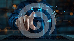 Artificial Intelligence Technology Interface with User Touchscreen Interaction and Innovative Development in Modern Technology