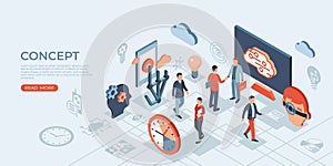 Artificial intelligence technology isometric icons