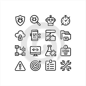 Artificial Intelligence and Technology Line Icons Set â AI, Security, Cloud, Data and Automation