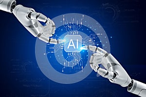 Artificial Intelligence. Technology smart robot AI, artificial intelligence by enter command prompt for generates something,