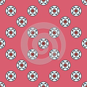 Artificial Intelligence technology vector AI colored round seamless pattern
