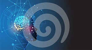 Artificial intelligence. Technology web background. Virtual concept photo