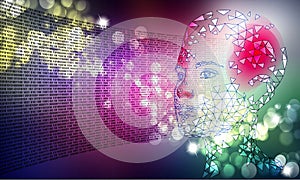 Artificial intelligence. Technology binary background. Technology web background. Virtual concept. vector illustration.