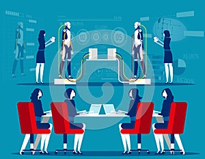 Artificial intelligence testing. Concept business robot technology vector illustration