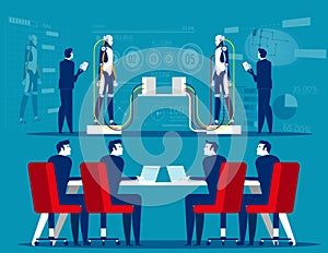 Artificial intelligence testing. Concept business robot technology vector illustration