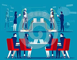 Artificial intelligence testing. Concept business robot technology vector illustration