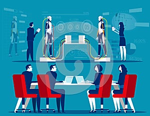 Artificial intelligence testing. Concept business robot technology vector illustration