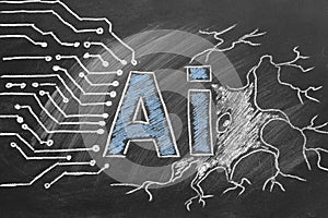 Artificial intelligence concept. Chalk drawing illustration