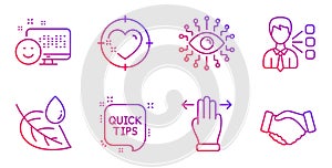 Artificial intelligence, Third party and Multitasking gesture icons set. Vector