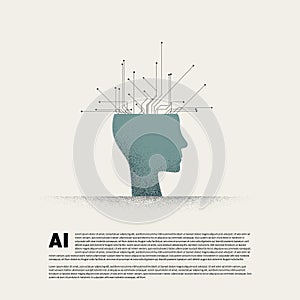 Artificial intelligence vector concept illustration. Symbol of new technology, innovation. Minimal design.