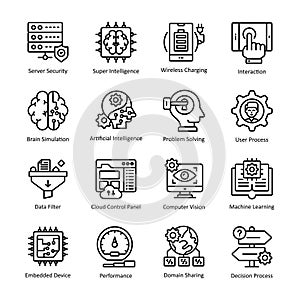 Artificial Intelligence vector outline Icon Design illustration.
