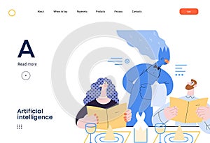 Artificial intelligence flat vector illustration - waiter