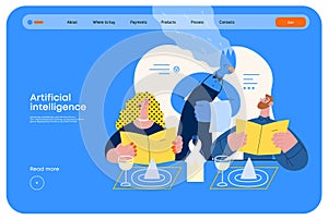 Artificial intelligence flat vector illustration - waiter