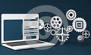 Artificial intelligence web banner. of a processor chip and tablet. The process of data processing.