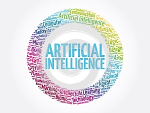 Artificial Intelligence word cloud collage, concept background