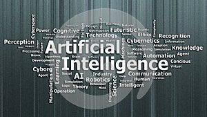 Artificial Intelligence wordcloud with textured background