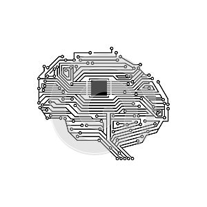 Artificial Intelligent Processor Brain Circuit Board Illustration