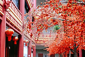 artificial Japanese cherry blossoms in full bloom