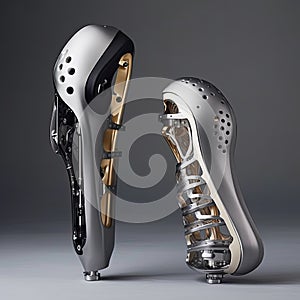 Artificial joint implants of metal and plastic, knee,AI generated