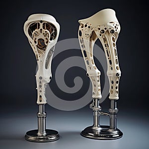Artificial joint implants of metal and plastic,knee,AI generated