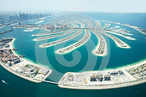 Vista aérea de palmera isla en dubái 