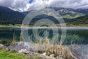 The artificial lake Doxa located in Ancient Feneos village in Corinth, Peloponnese - Greece