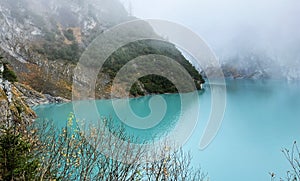 Artificial Lake Gigerwaldsee or reservoir Gigerwald Lake in the UNESCO World Heritage Tectonic Arena Sardona / UNESCO-Welterbe