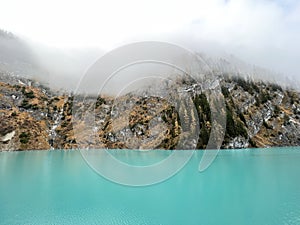 Artificial Lake Gigerwaldsee or reservoir Gigerwald Lake in the UNESCO World Heritage Tectonic Arena Sardona / UNESCO-Welterbe