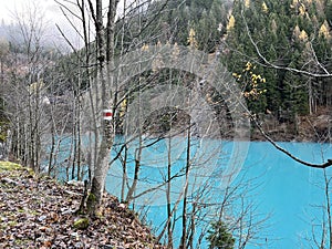 Artificial Lake Gigerwaldsee or reservoir Gigerwald Lake in the UNESCO World Heritage Tectonic Arena Sardona / UNESCO-Welterbe