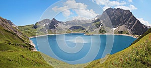 Artificial lake lunersee and glacier, austria