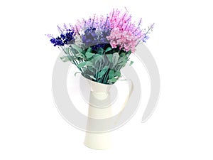 Artificial lavender flowers bouquet isolated on white background