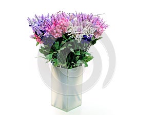 Artificial lavender flowers bouquet isolated on white background