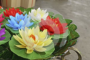 Artificial lotus in tub