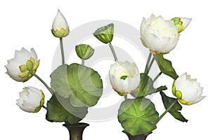 Artificial lotus with white background.