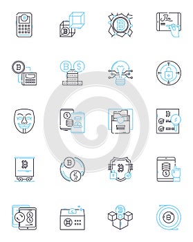 Artificial measures linear icons set. Robotics, Algorithms, Automation, Machine Learning, Cyborgs, Neural Nerks, Drs