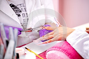 Artificial nail enhancements manicure process