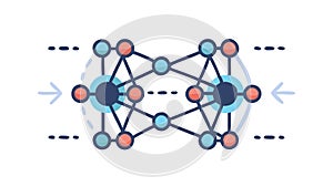 Artificial neural network: AI, machine learning, and data processing, vector design Generative AI