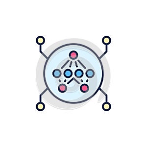 Artificial Neural Network in Circle vector concept colored icon