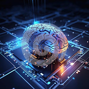 Artificial neural network. Computer intelligence based on human brain nerve cells. Modern design concept on the theme of