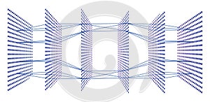 Artificial neural network with six layers. 3D view photo