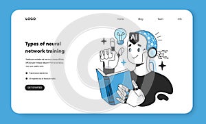 Artificial neural network training types web banner or landing page
