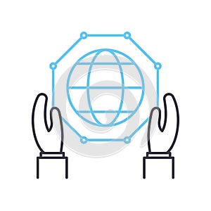 artificial noosphere line icon, outline symbol, vector illustration, concept sign