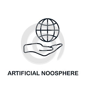 Artificial Noosphere outline icon. Thin line concept element from fintech technology icons collection. Creative Artificial