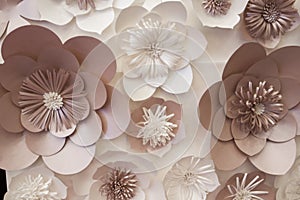 Artificial paper flowers made by hand. Beautiful decor