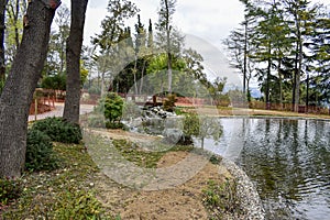 An artificial pool among the greenery