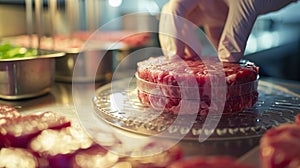 Artificial protein meat grow in laboratory, cell-based synthetic meat, generated AI