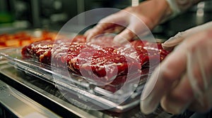 Artificial protein meat grow in laboratory, cell-based synthetic meat, generated AI