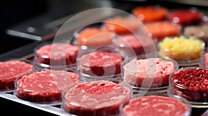 Artificial protein meat grow in laboratory, cell-based synthetic meat , generative by ai