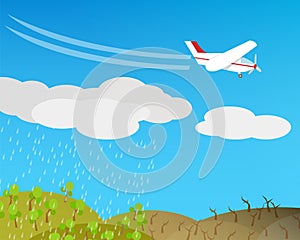 Artificial rain, Rainmaking, Cloud seeding,vector