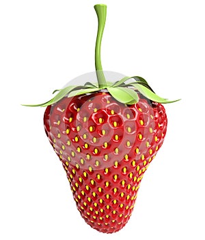 Artificial red strawberry on white background